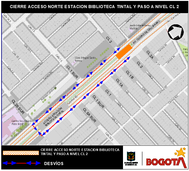 Cierre de la calzada de la Av. Cali - Desvíos para conductores y transporte público
