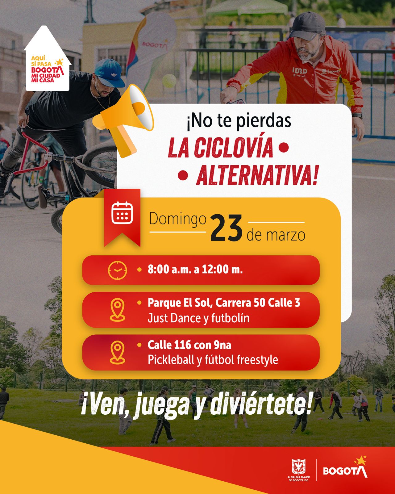 Ciclovía domingo 23 de marzo