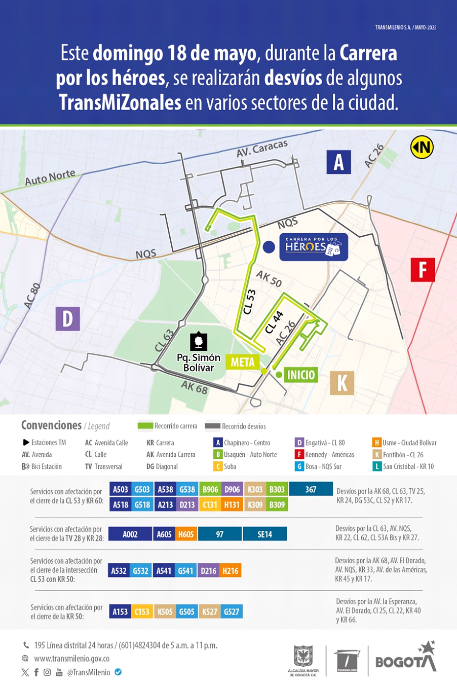 Servicios que cambiarán su recorrido