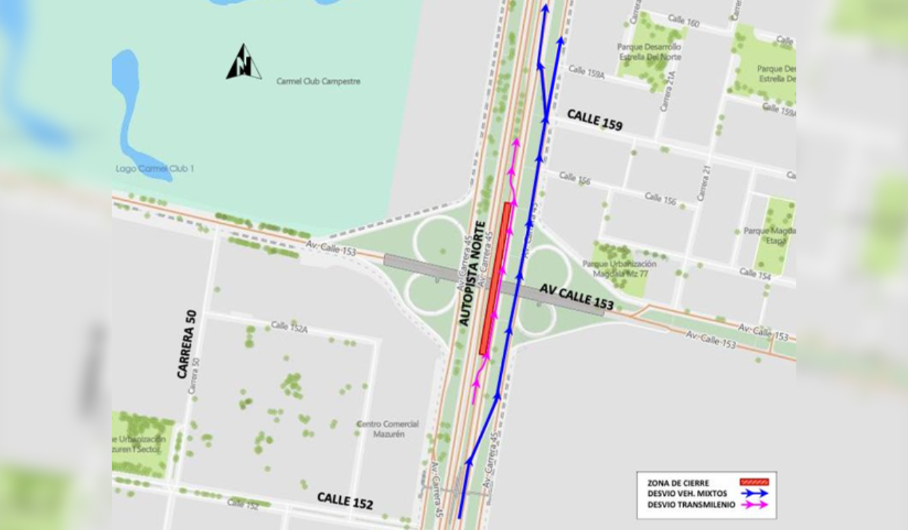 Cierre Autopista Norte con calle 153