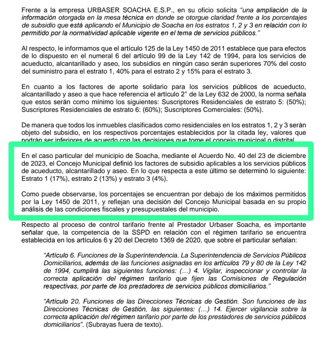 Superservicios confirma al medida en Soacha