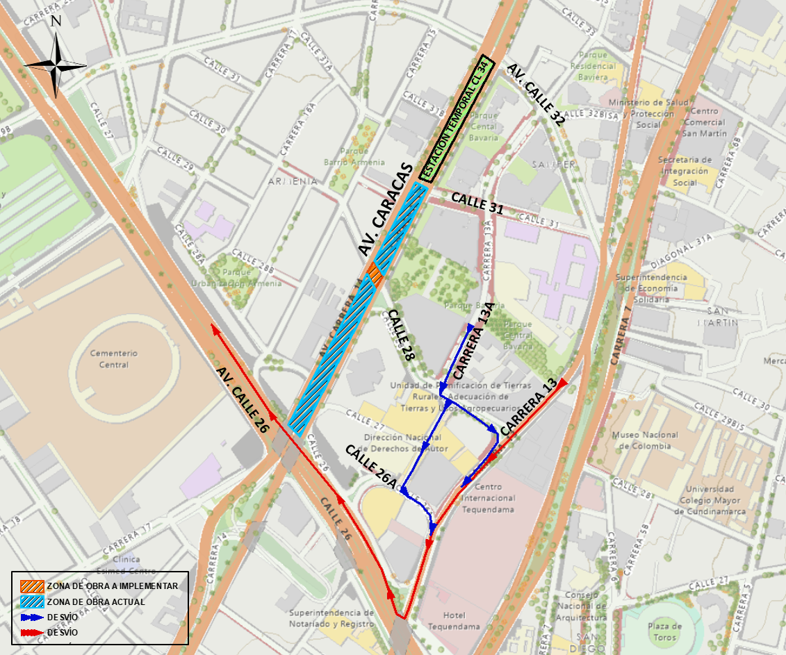 Zona de cierre en la calle 28 por Av. Caracas