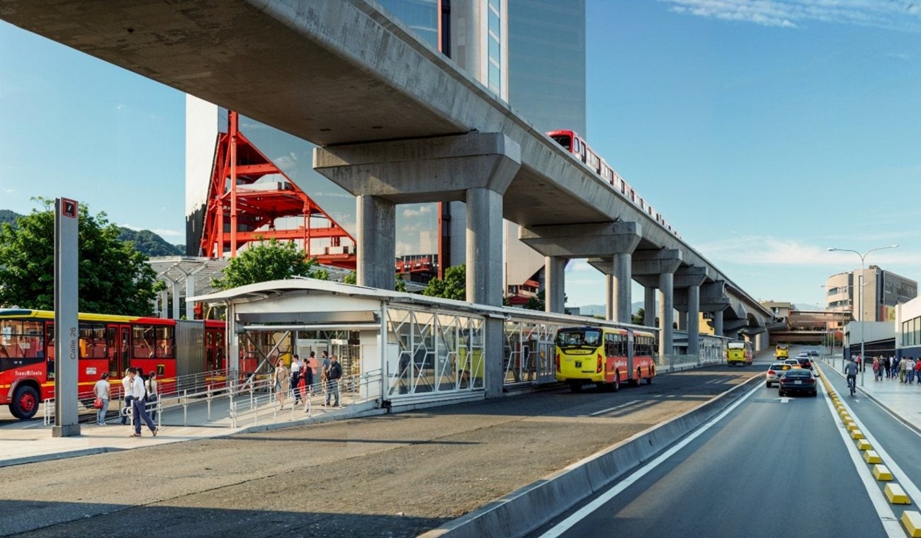 Render de la estación Calle 26 de Transmilenio con el metro de Bogotá