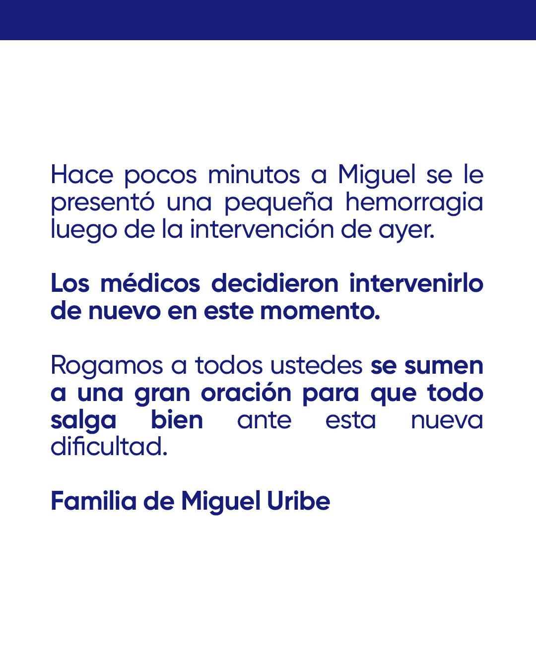 Comunicado de la familia de Miguel Uribe Turbay
