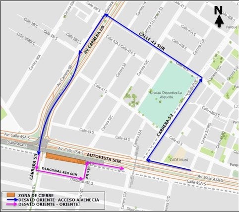 Cierre en la autopista sur con avenida 68