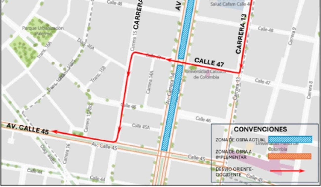 Desvíos en la avenida Caracas por cierre del punto de la calle 49
