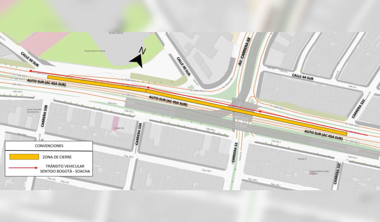 Cierre total de carril en la Autopista Sur