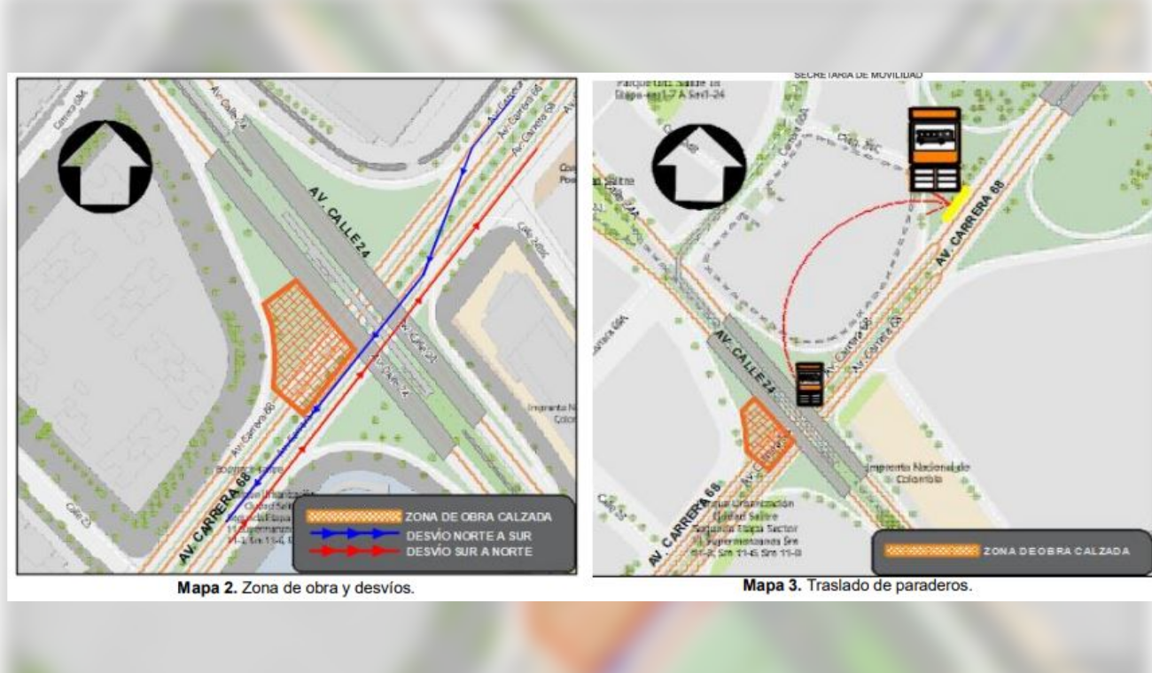 Cierre de la calzada de la av. Cra. 68 con av. Cll. 24