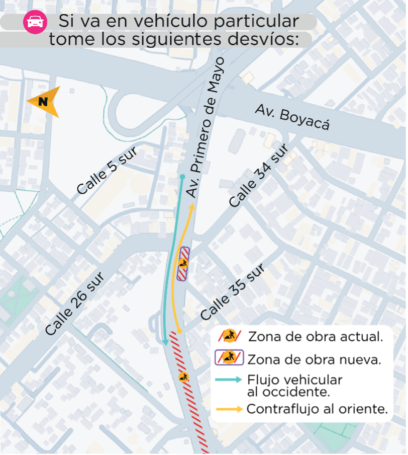 Mapa desvíos avenida Primero de Mayo