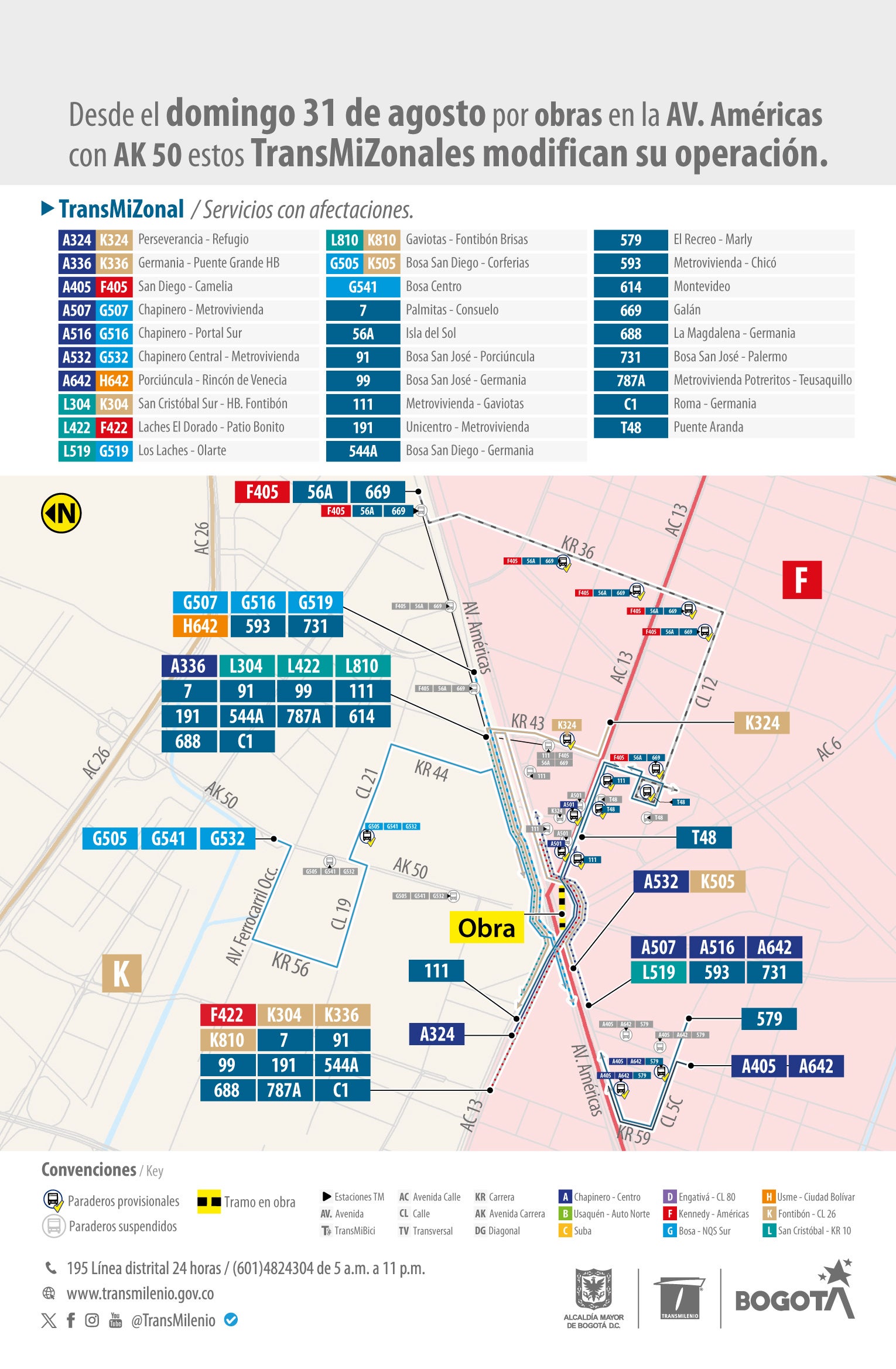 Rutas del SITP que cambian desde el 31 de agosto