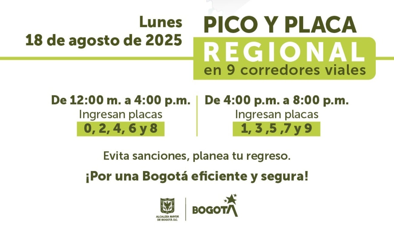 Horario del pico y placa regional