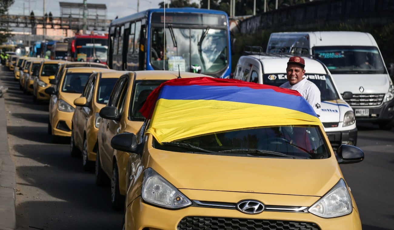 Protesta de taxistas en Bogotá