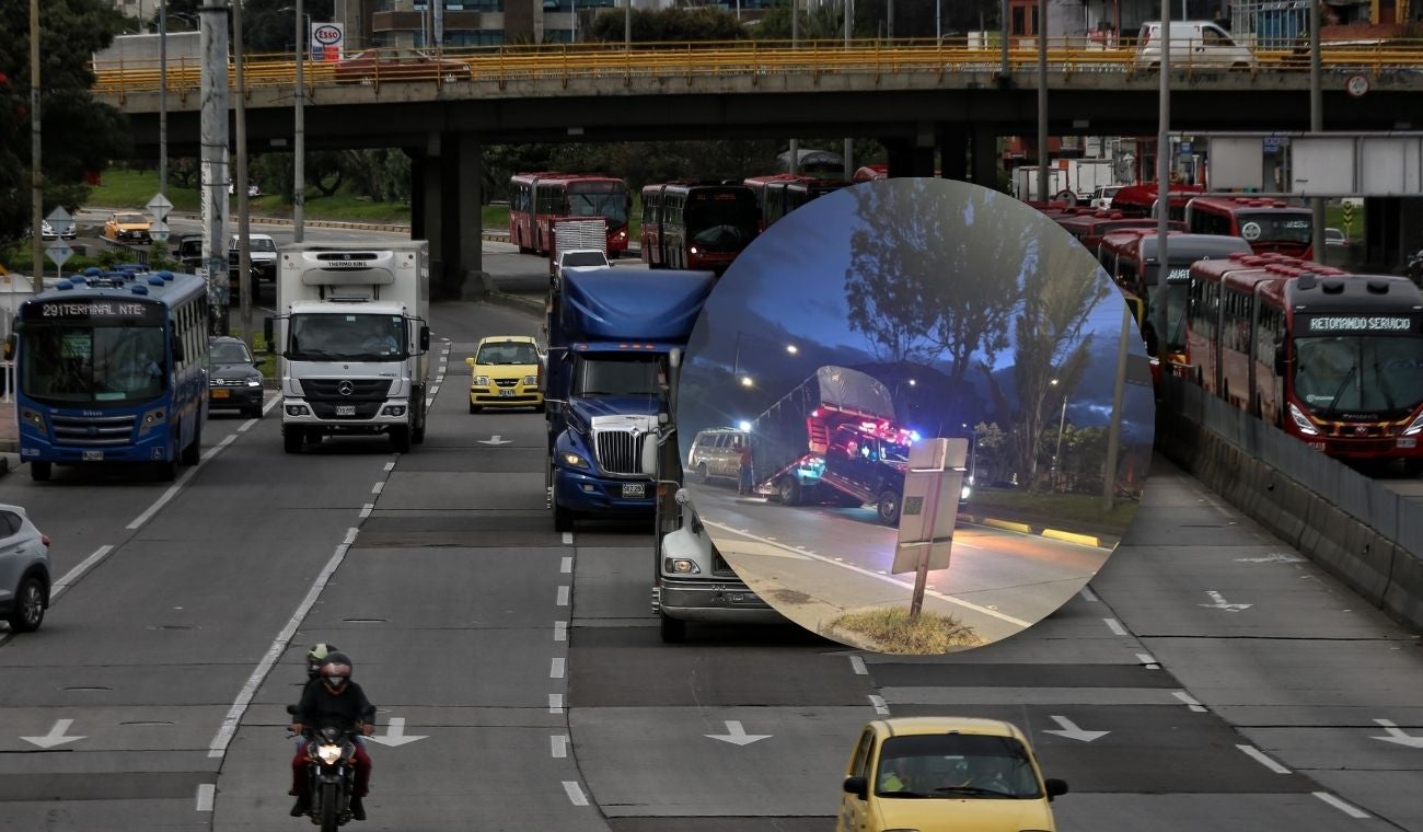 Camión varado en la Autopista Norte