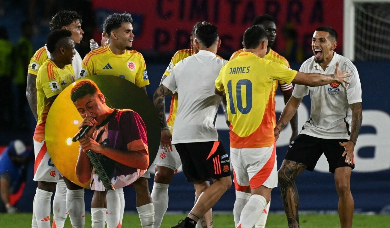 Jugadores de Colombia celebrando clasificación al Mundial 2026