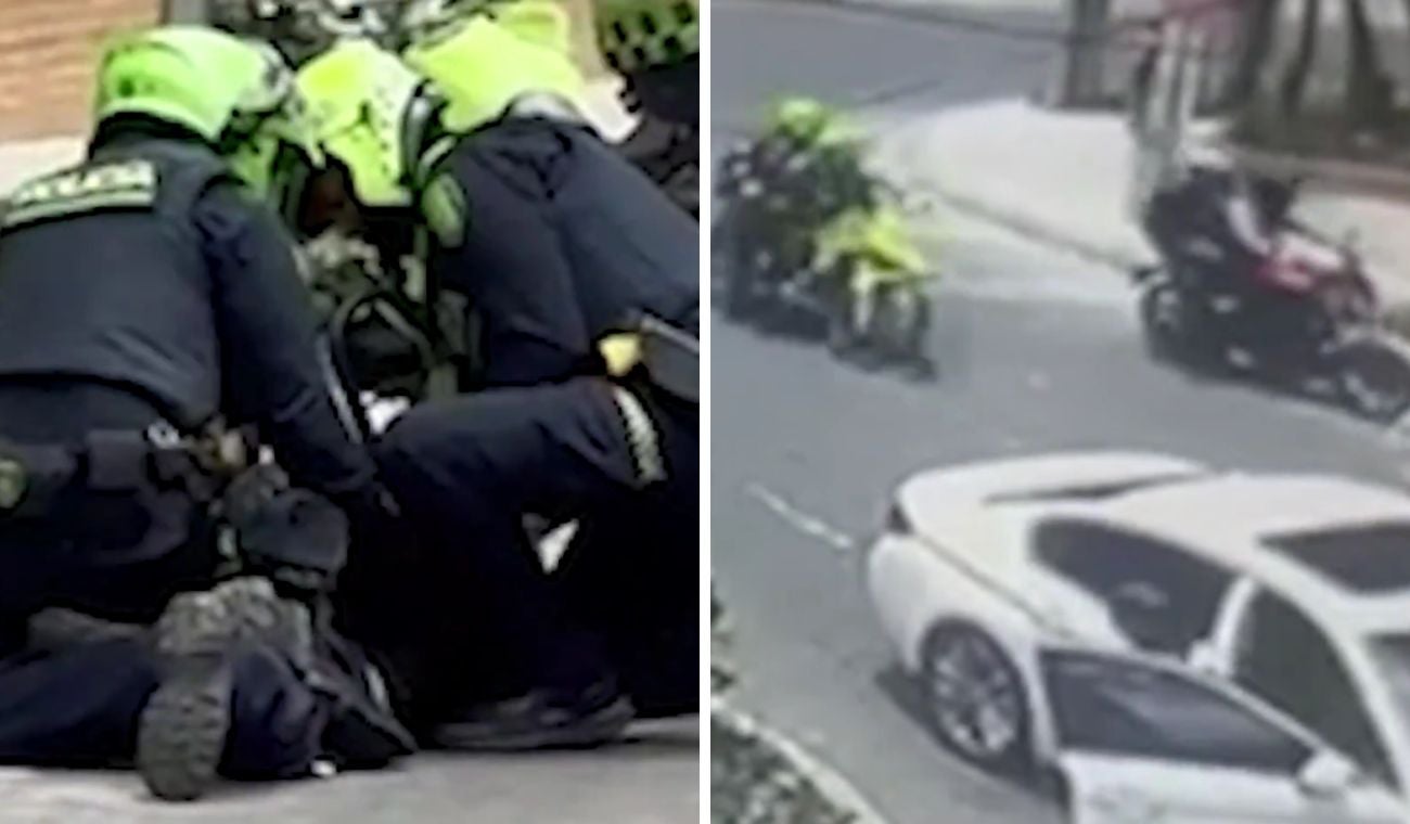 Policías capturando a presuntos ladrones