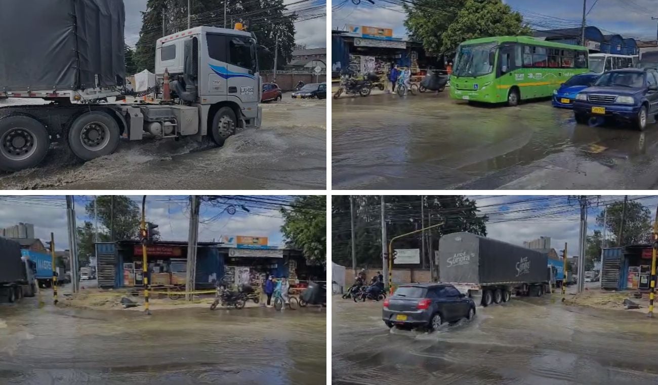Tubería rota provoca inundación en Fontibón: caos en calles y vecinos afectados