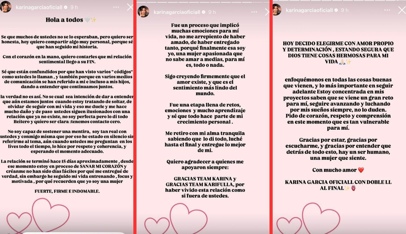 La modelo Karina García anunció que terminó con el cantante Andrés Altafulla