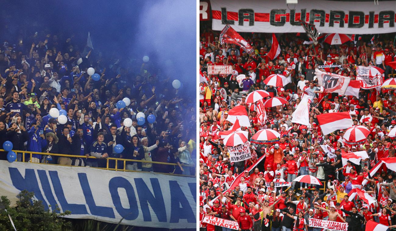 Hinchadas de Millonarios y Santa Fe