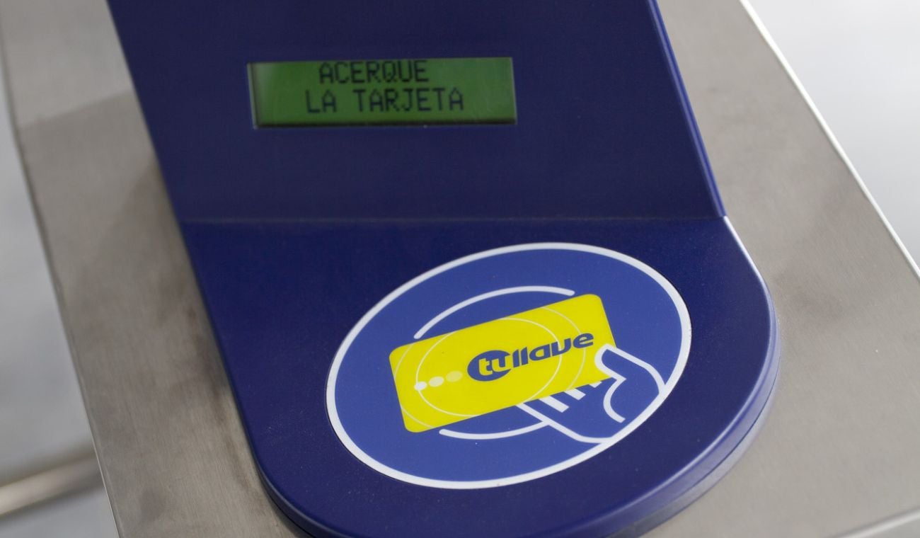Máquina para registrar el pago en TransMilenio
