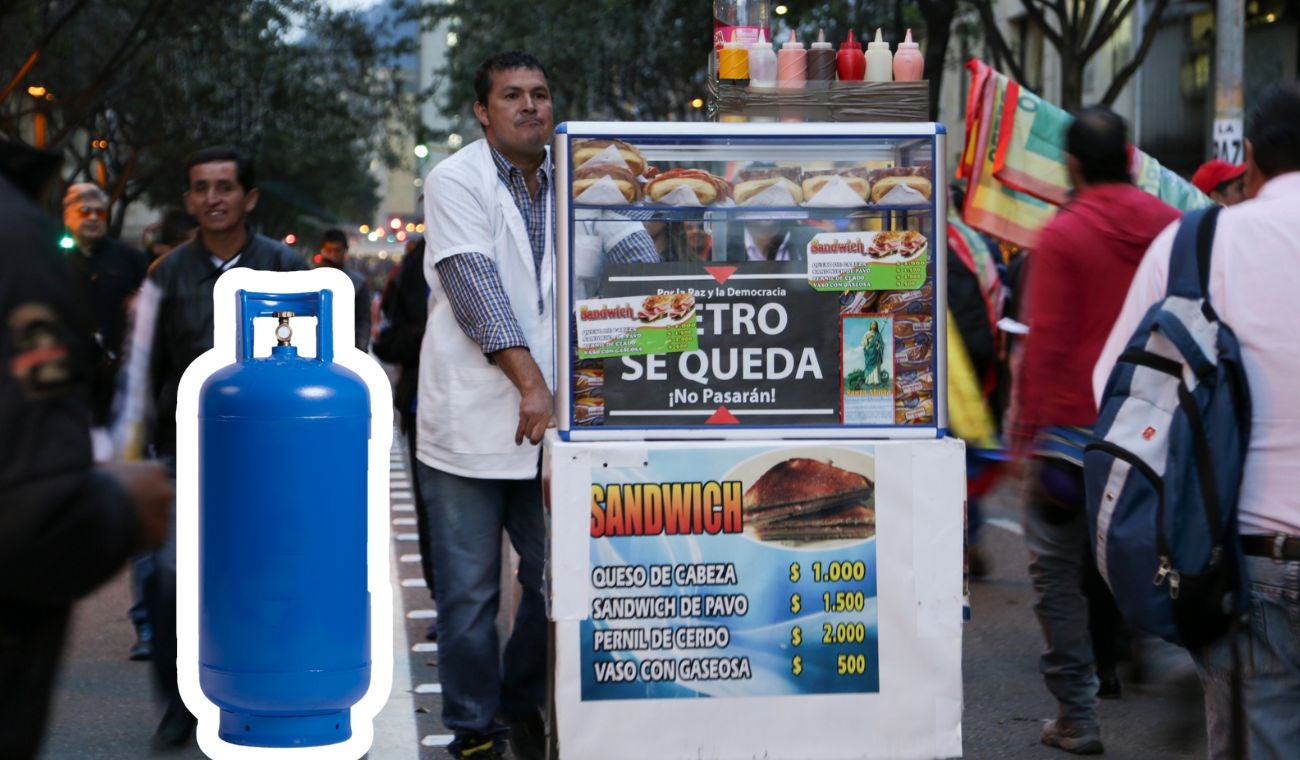 Vendedor ambulante que utiliza pipetas de gas