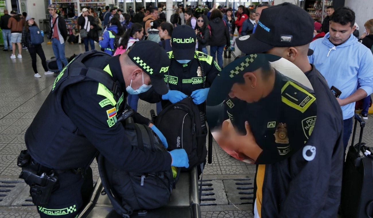 Policía amamantando a bebé en el Terminal