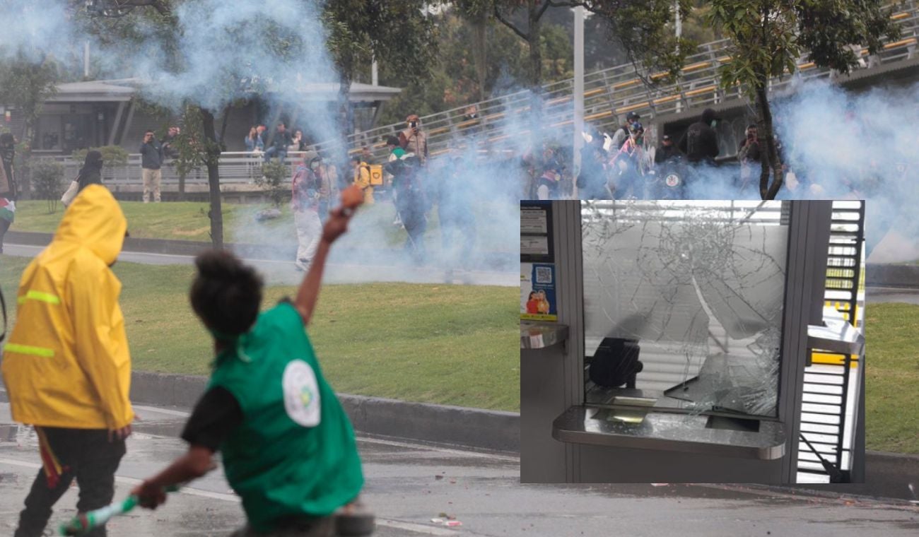 Disturbios cerca de Corferias trancones, daños y caos total en la Calle 26