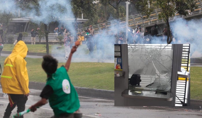 Disturbios cerca de Corferias trancones, daños y caos total en la Calle 26