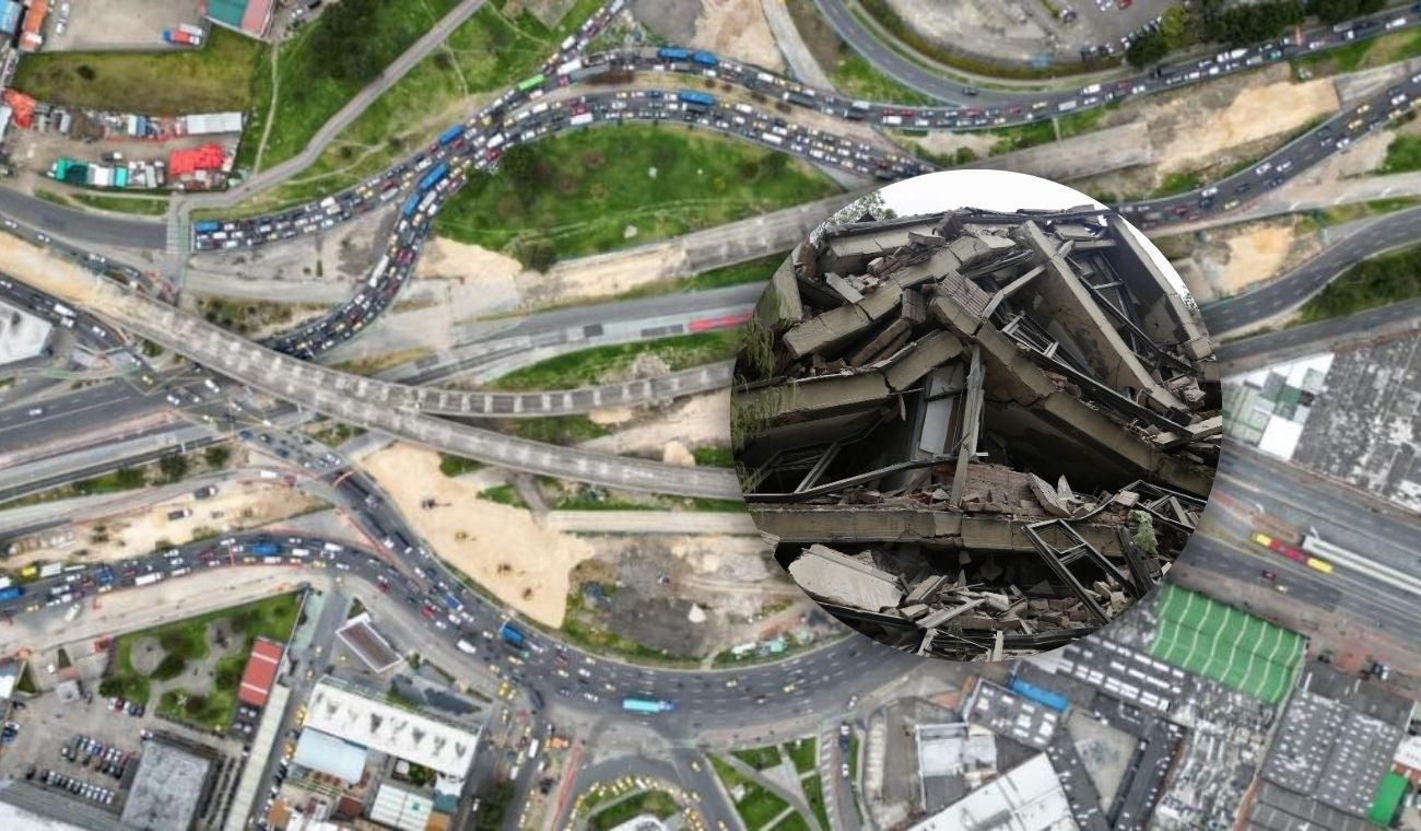 Escombros de la implosión de puentes en Puente Aranda