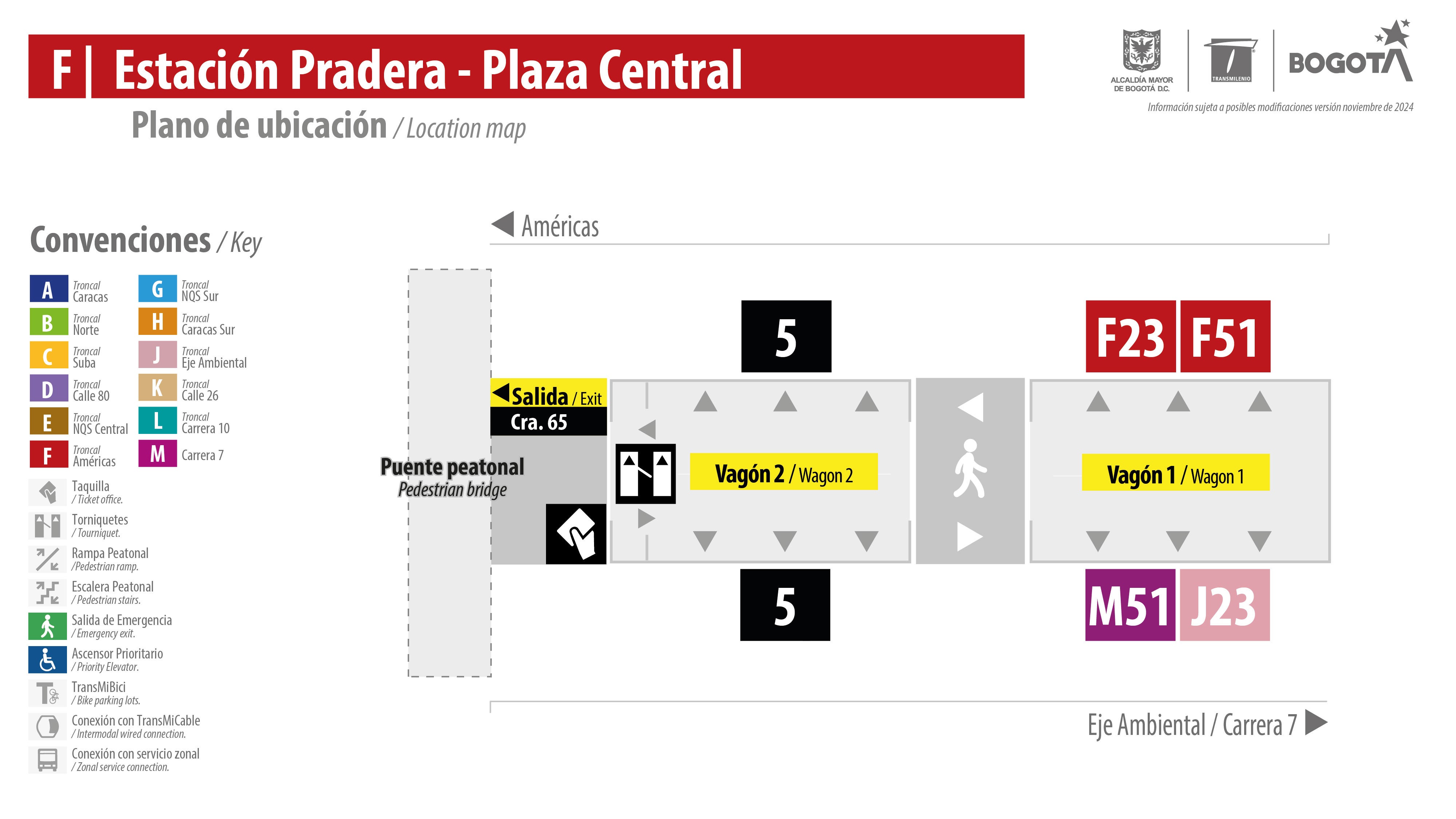 Mapa estación Pradera - Plaza central
