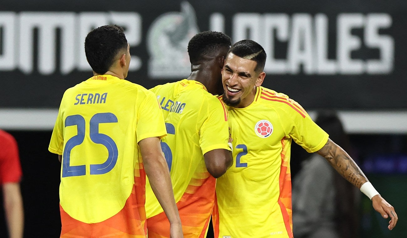 Jefferson Lerma celebra el tercer gol de Colombia ante México
