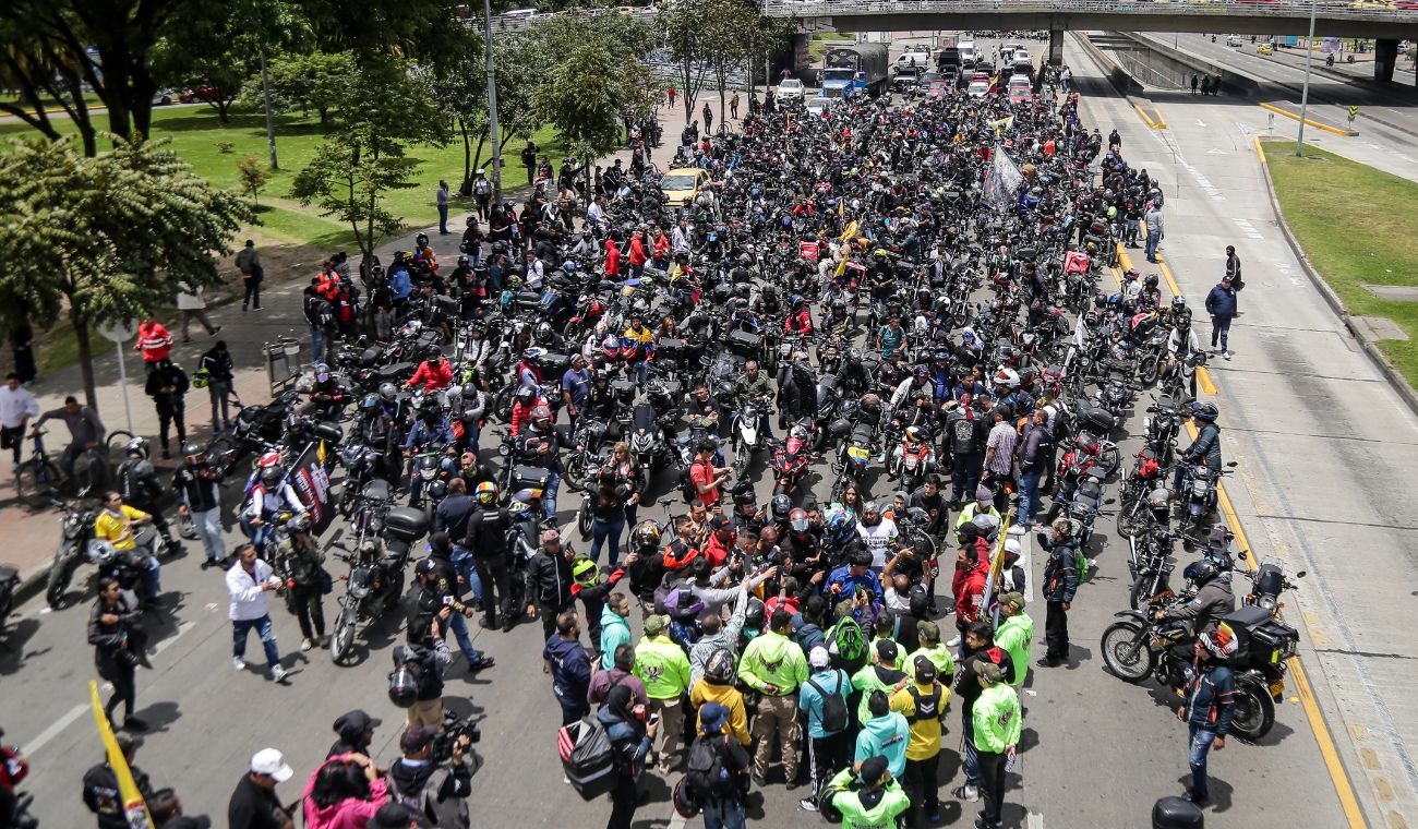 Manifestación de motociclistas en Bogotá