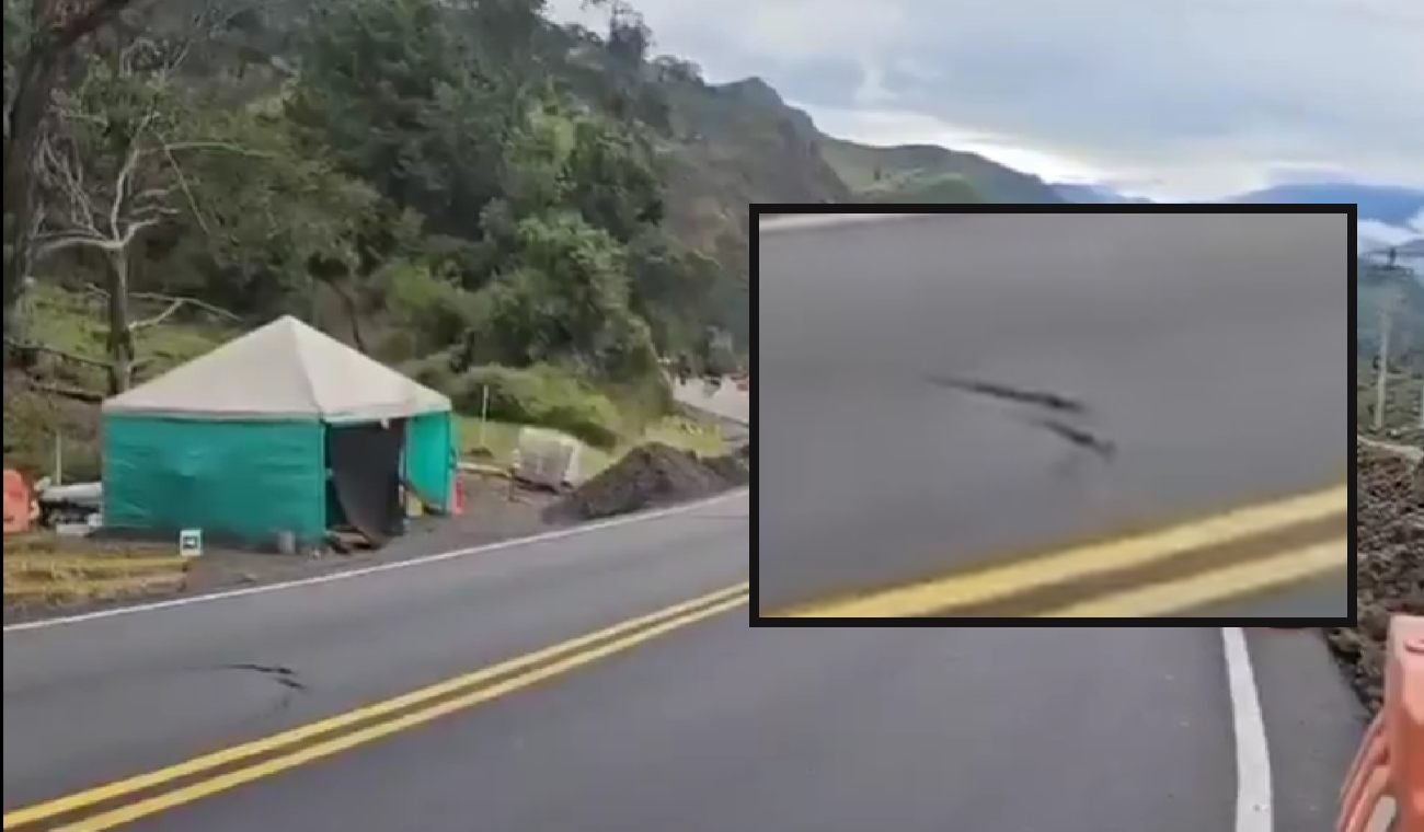 Grieta en tramo de la vía al Llano