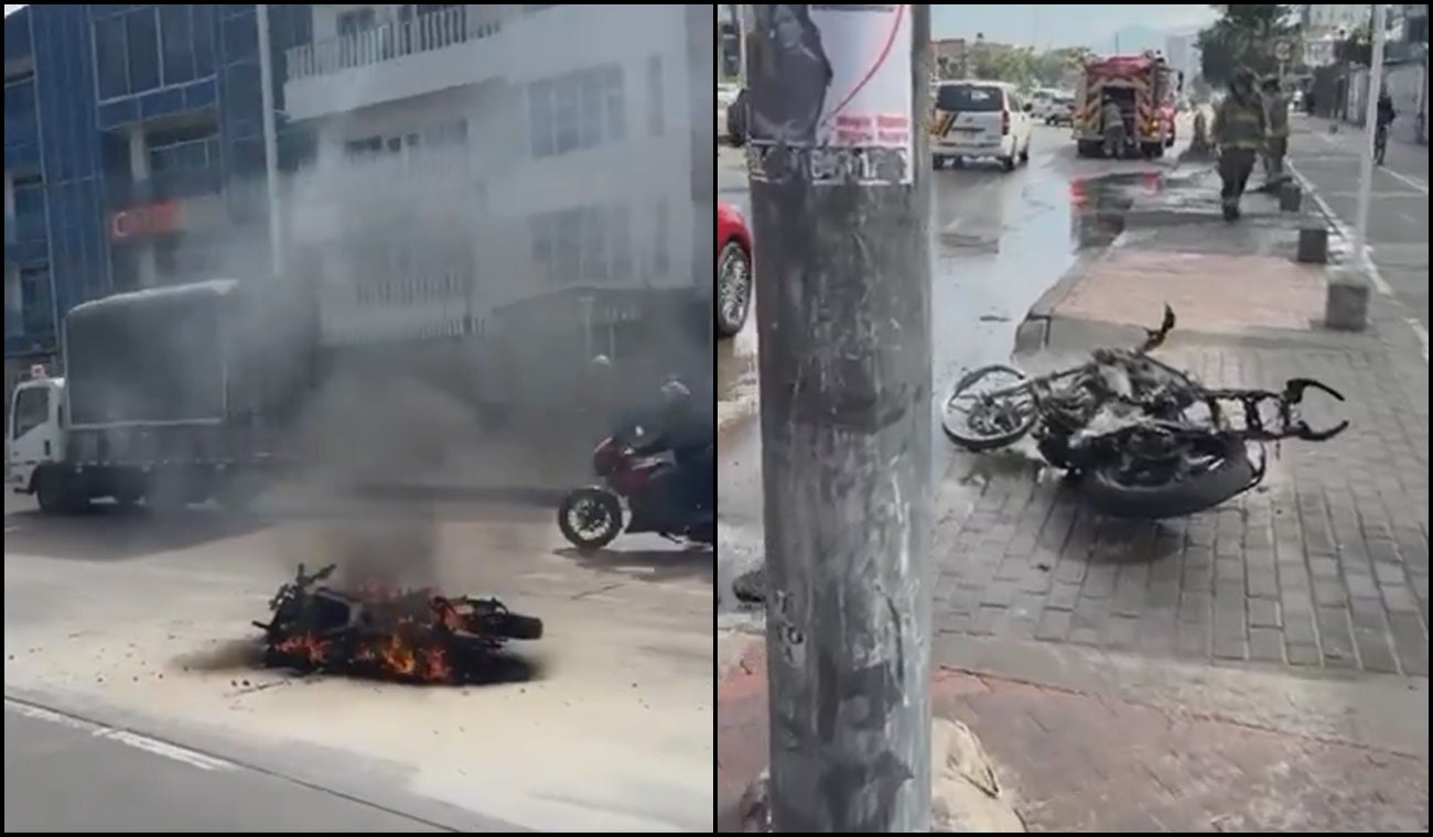 Moto incendiada en Bogotá