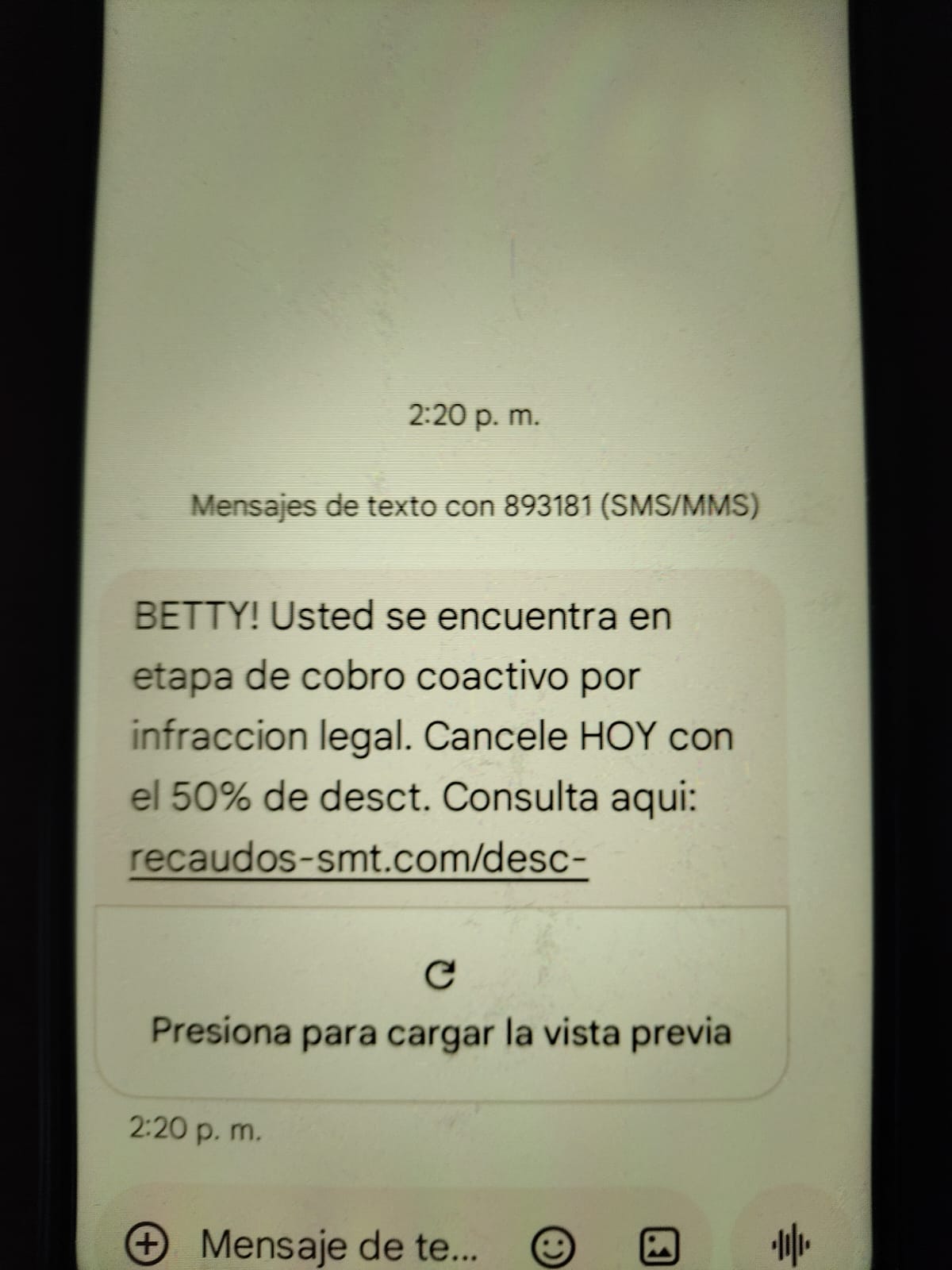 mensaje de texto lo deja sin un peso