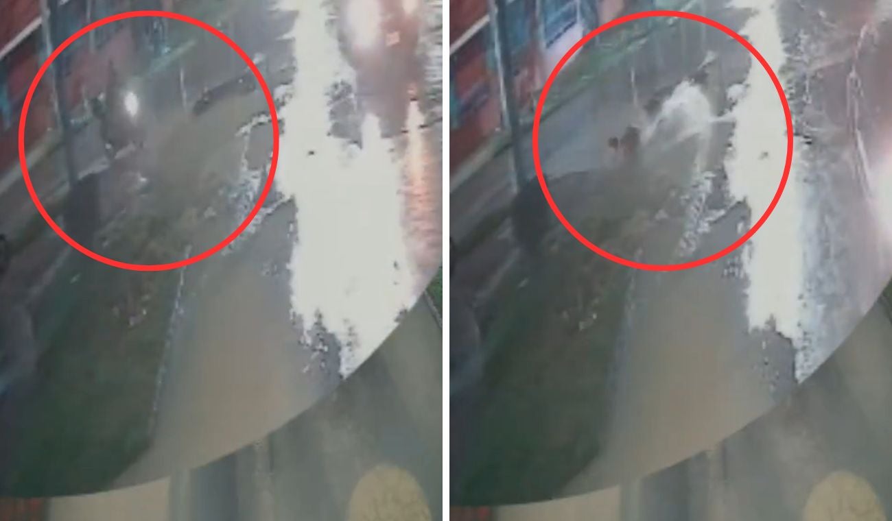 Motociclista cae en alcantarilla sin tapa