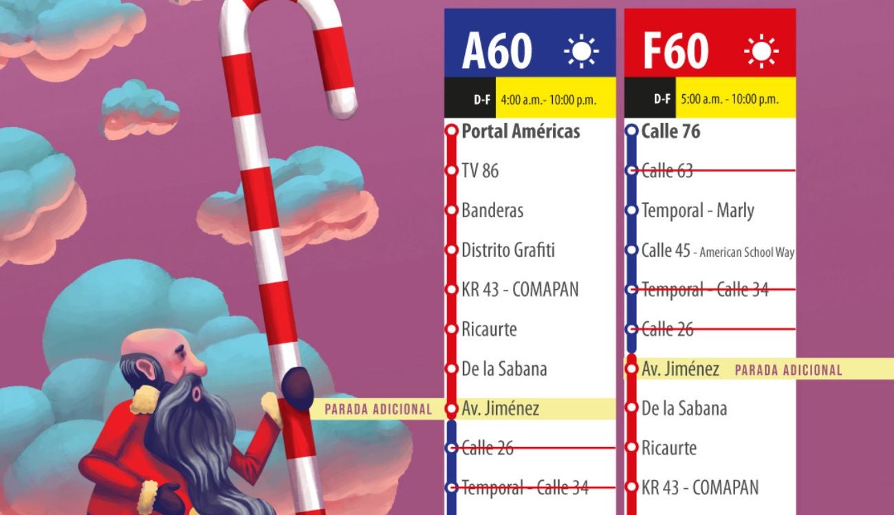 A60 y F60 tendrán parada adicional en Av. Jiménez durante diciembre