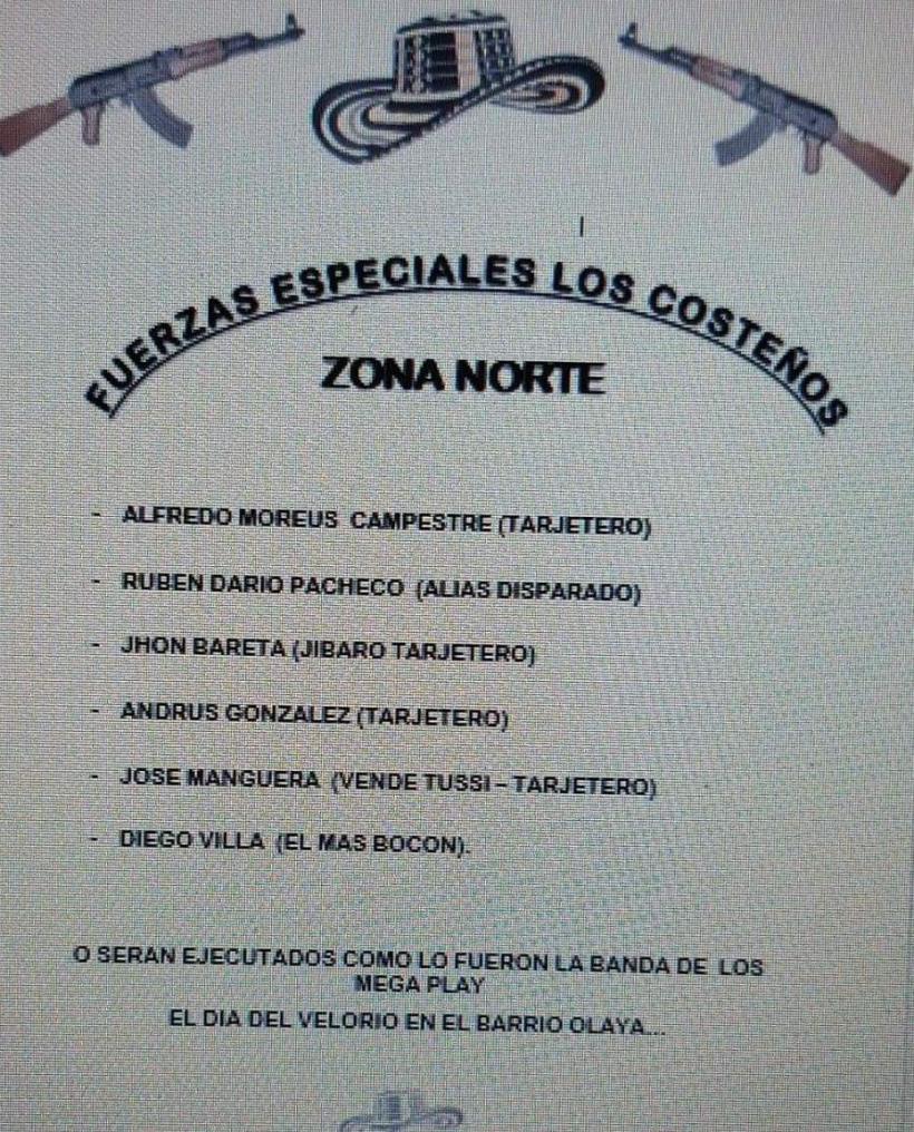 Los panfletos fueron hallados en Puerto Colombia