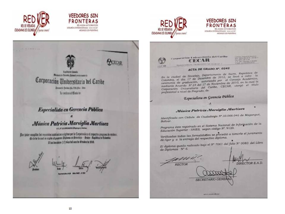 Presuntos títulos falsos