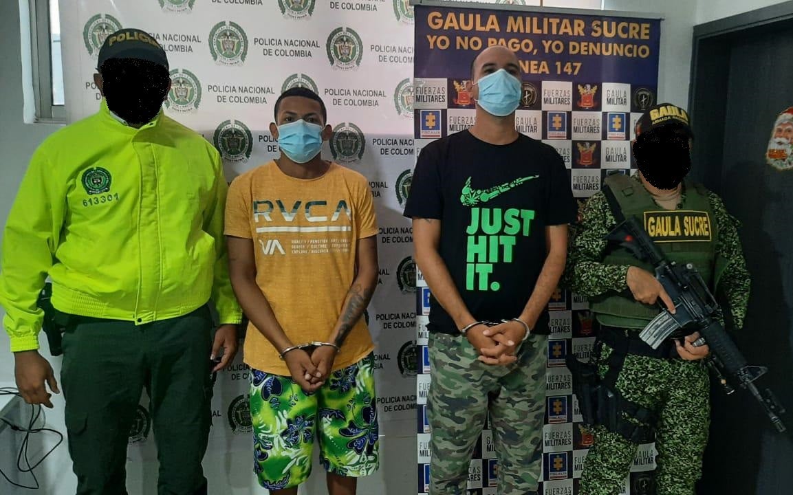 Por el delito de hurto calificado y gravado, policía en Sucre captura al 'Guasón y al 'Daniel'