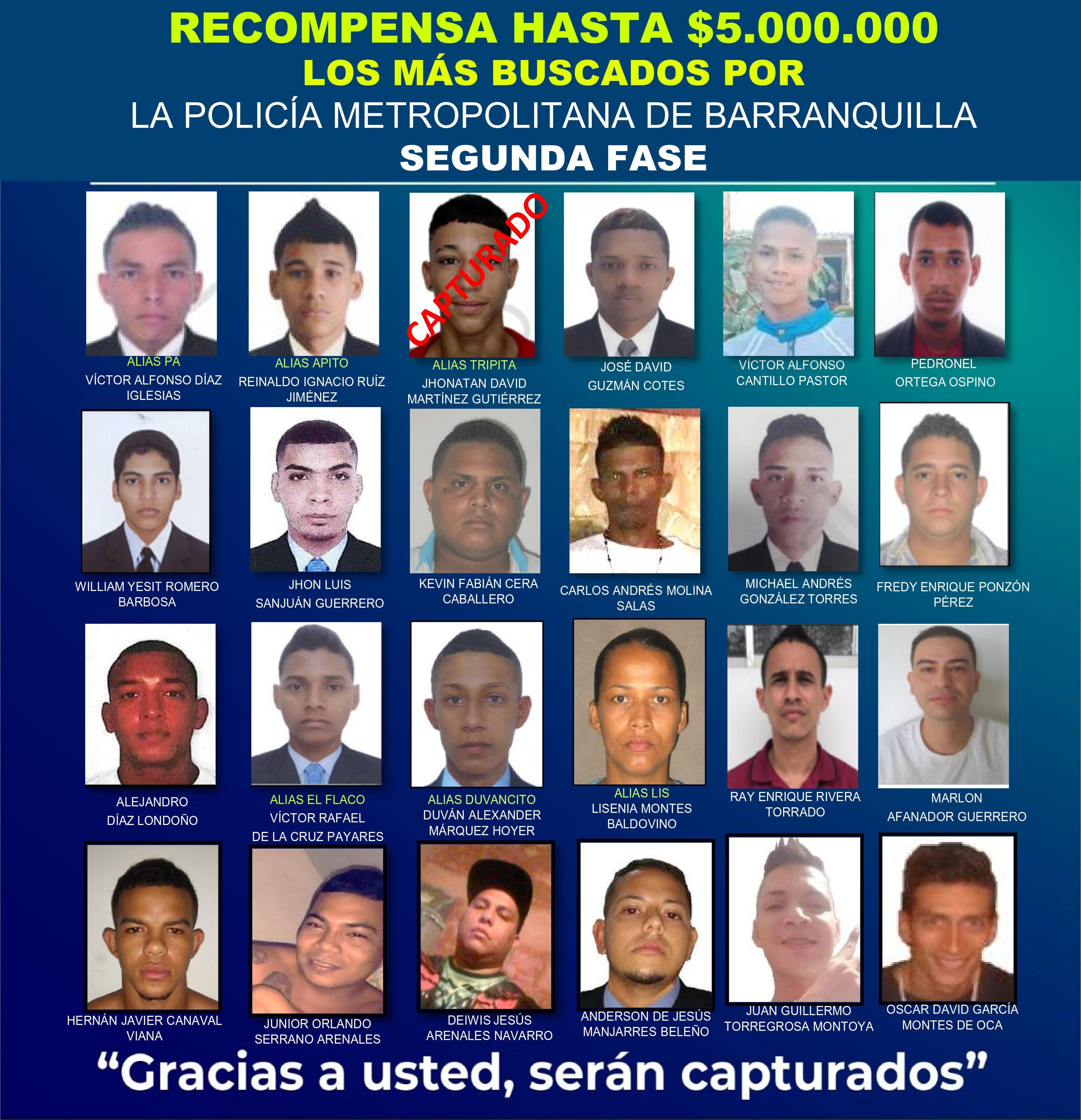 Cartel los más buscados en Barranquilla