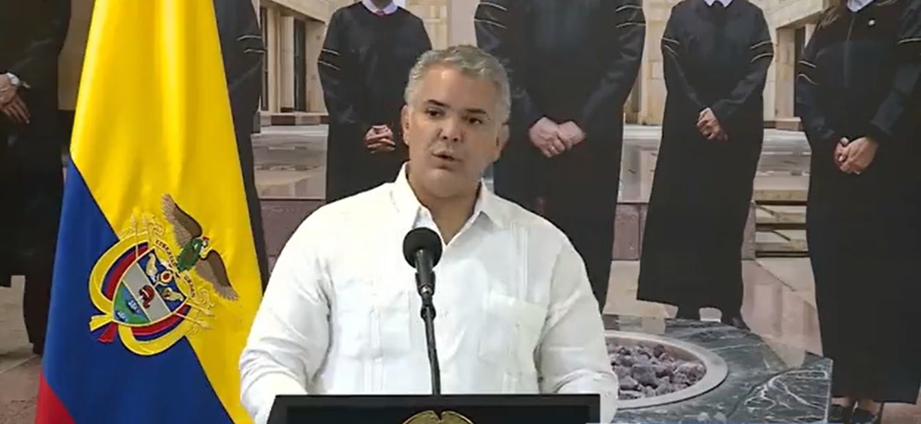 Iván Duque durante el encuentro de la Comisión Nacional de Disciplina Judicial.