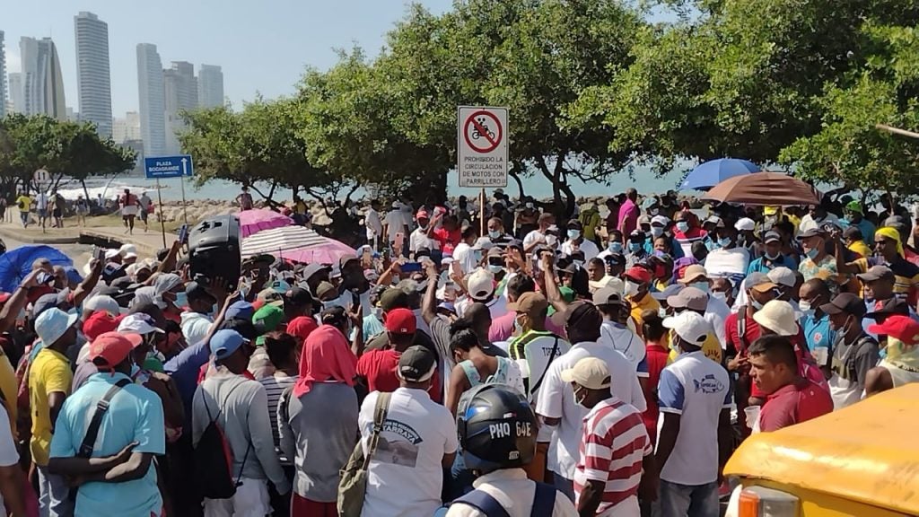 Protestas en Bocagrande por trabajadores de servicios turísticos