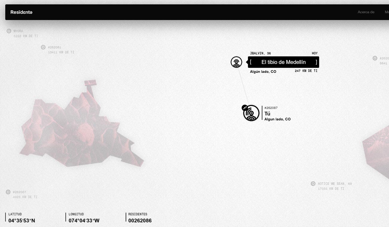 Mapa del sitio web de Residente en donde insulta a J Balvin