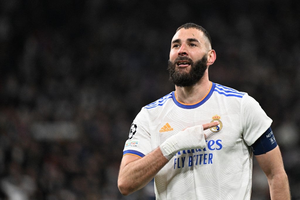 Karim Benzema celebrando uno de los goles ante PSG