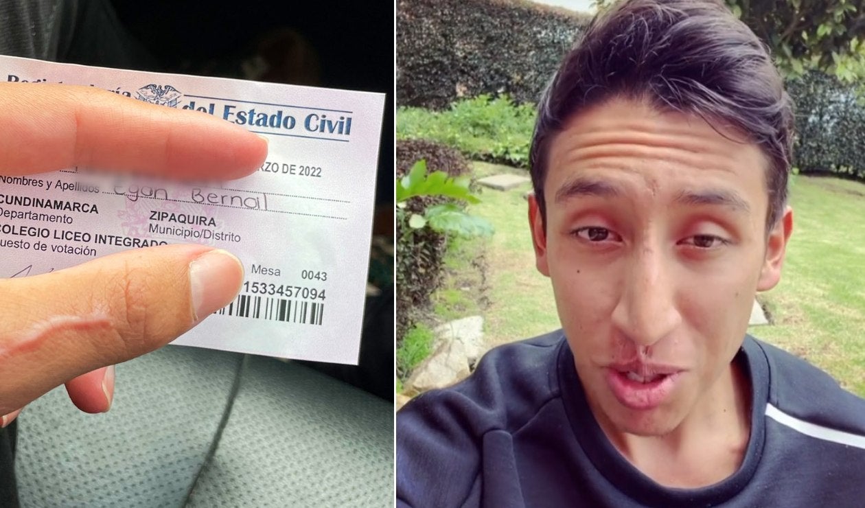 Egan Bernal mostró su certificado electoral, luego de las elecciones parlamentarias en Colombia.