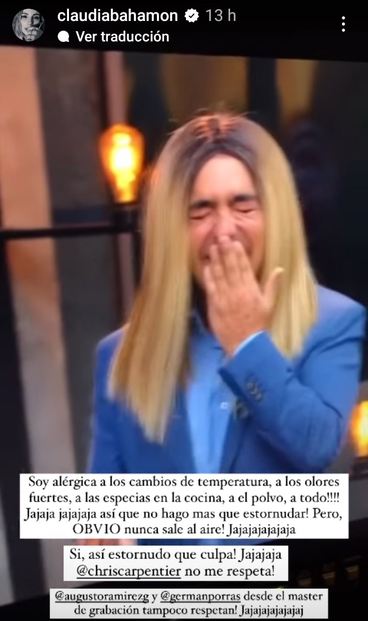 Chris Carpentier y su imitación a Claudia Bahamón