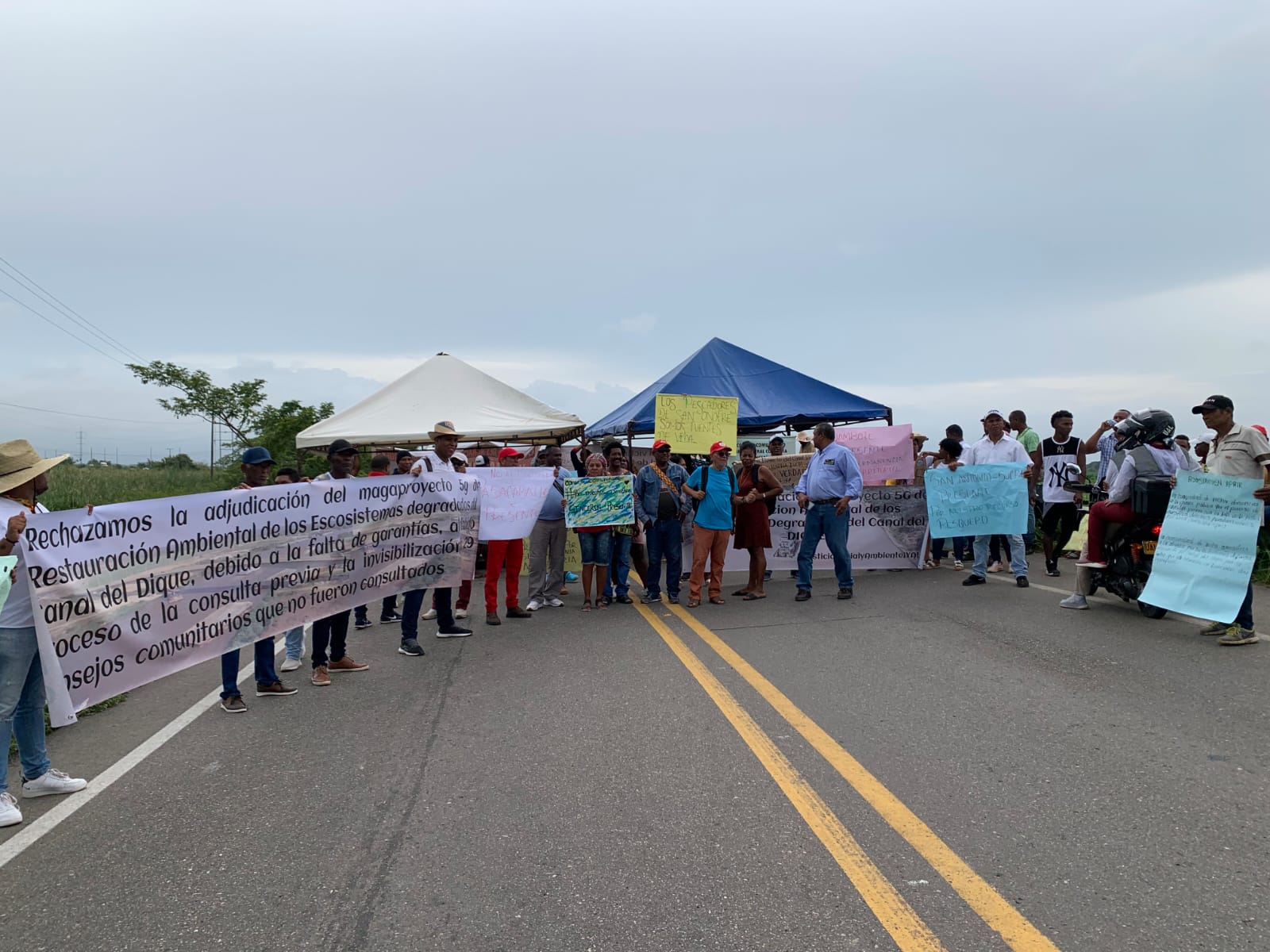 Protestas en contra de la adjudicación del proyecto del Canal del Dique en Bolívar