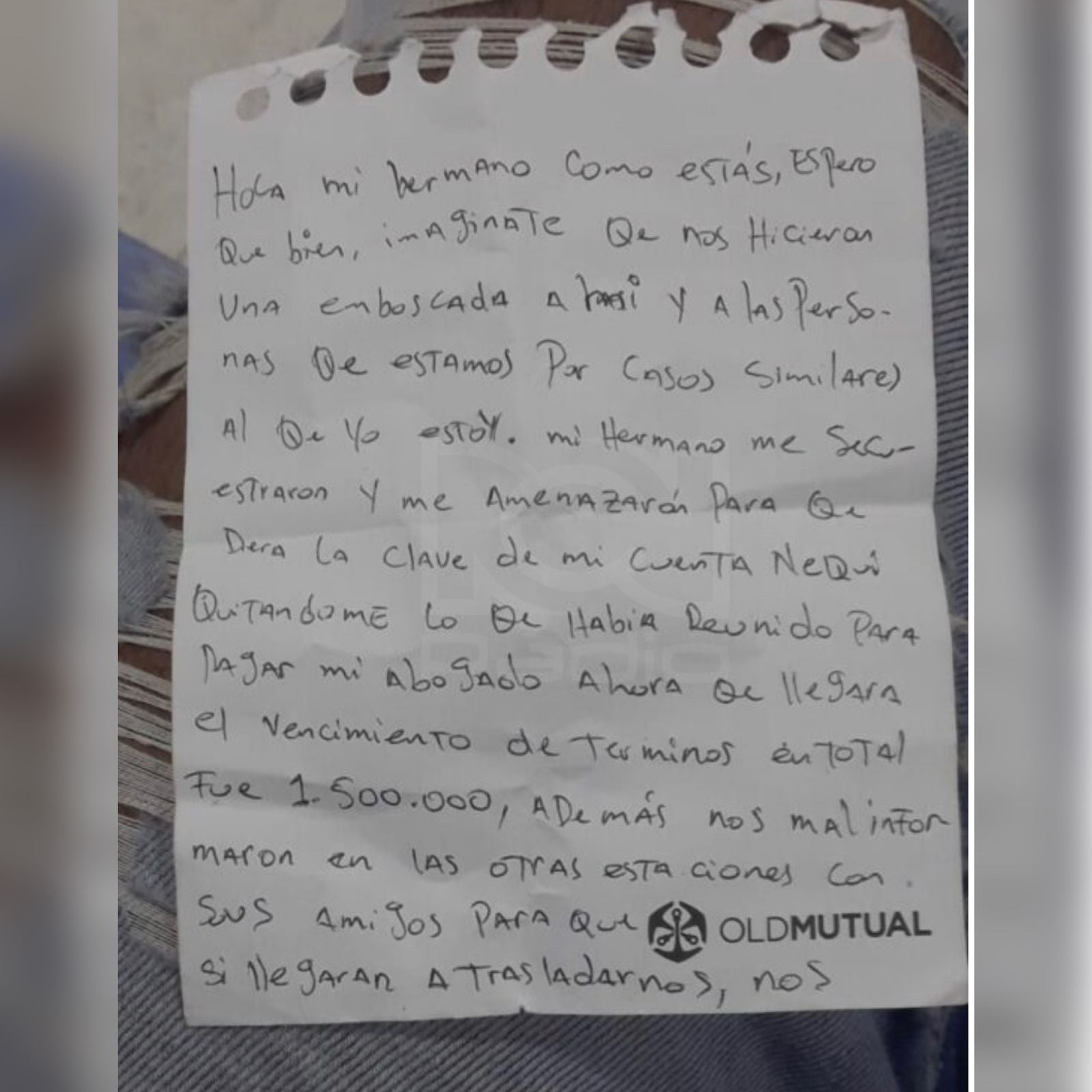 Una carta la prueba de la defensa de los 10 hombres abusada en estación de policía de Cartagena