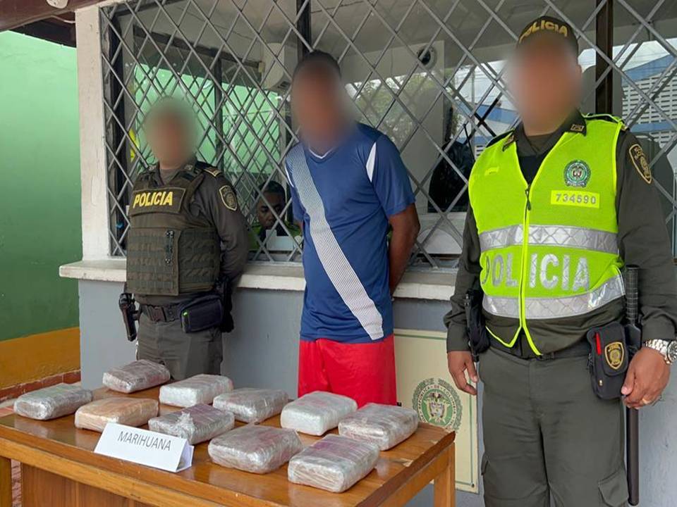 Se le incautaron (10) paquetes con características a la marihuana