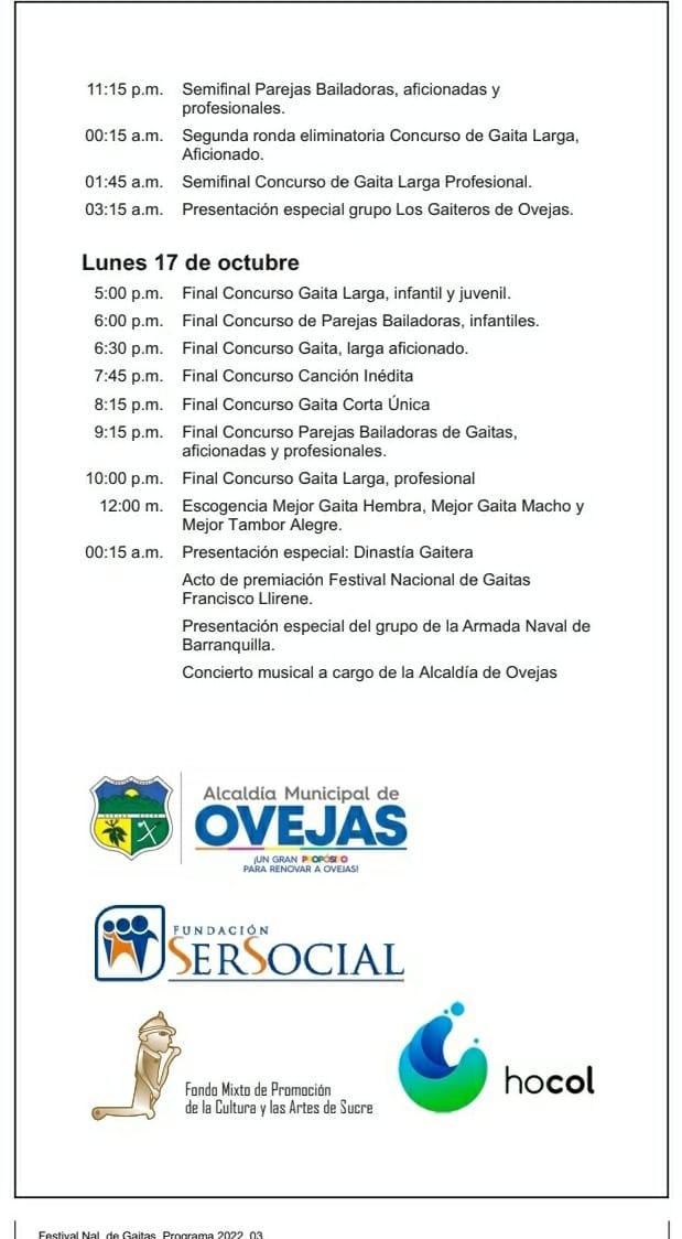 Programación Festigaitas en Ovejas 3